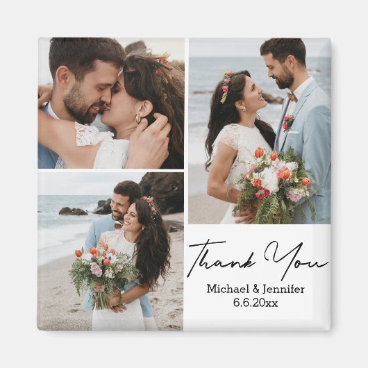 Aimant merci, collage de mariage avec 3 photos minimum (Devant)