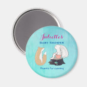 Aimant Merci de Baby shower de lapin et de renard lunaire (Recto/Verso)