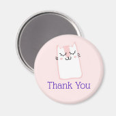 Aimant Merci de chaton rose couchant (Recto/Verso)