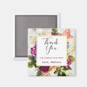 Aimant Merci de fête de fleurs d'aquarelle rose (Recto/Verso)