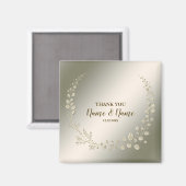Aimant Merci de mariage Golden Floral Feuilles (Recto/Verso)