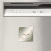 Aimant Merci de mariage Golden Floral Feuilles (In Situ (Lave-vaisselle))