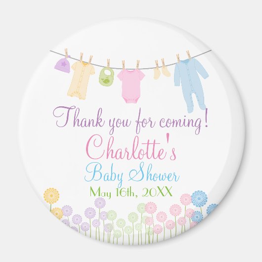 Aimant Merci D'Être Venu ! Baby shower de petits vêtement (Devant)