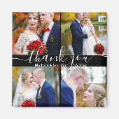 Aimant merci, écriture blanche 4 photos mariage noir (Devant)