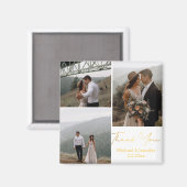 Aimant merci, écriture dorée mariage 3 photos (Recto/Verso)