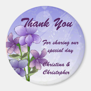 Aimant Merci floral violet Bomboniere de mariage