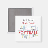 Aimant Merci Les Mots De L'Entraîneur Softball Du Groupe, (Recto/Verso)