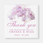 Aimant Merci Mariage à fleurs d'orchidée rose (Devant)