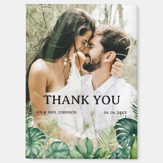 Aimant Merci Mariage à thème tropical (Recto)
