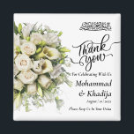 Aimant Merci Mariage Bouquet Flower Nikah Walima<br><div class="desc">Merci Mariage Bouquet Fleur Nikah Walima Magnet Carré Ce design est parfait pour votre thème boho rustique et verdoyant blanc pour votre mariage musulman nikah walima avec bismillah et merci. Cet autocollant est facile à customiser et à personnaliser en changeant le texte</div>