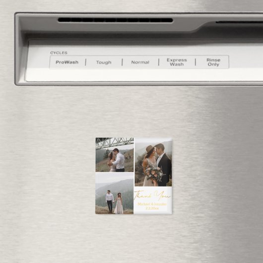 Aimant merci, mariage d'écriture dorée 3 photos (In Situ (Lave-vaisselle))