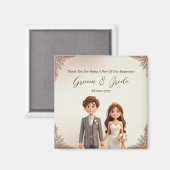 Aimant Merci Mariage en faveur de l'illustration de coupl (Recto/Verso)