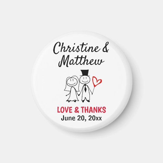 Aimant Merci mariage Favor mignon Couple (Devant)