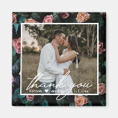 Aimant merci mariage photo blanc chic écriture (Devant)