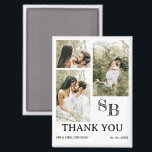 Aimant Merci Mariage photo moderne<br><div class="desc">Voici le Modern Photo Mariage Magnet, une façon élégante et réfléchie d'express de votre gratitude aux invités après votre mariage. Cet aimant dispose d'un trois modèles photo, vous permettant de présenter vos souvenirs de mariage préférés dans un agencement élégant et moderne. L'aimant comprend également un monogramme personnalisable et une élégante...</div>