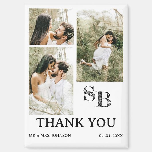 Aimant Merci Mariage photo moderne (Recto)