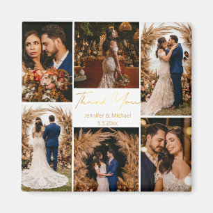 Aimant merci moderne 6 photos collage mariage or
