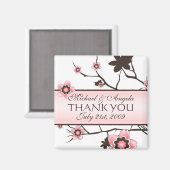 Aimant Merci moderne cerise en fleurs (Recto/Verso)