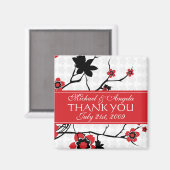 Aimant Merci moderne cerise en fleurs (Recto/Verso)