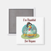 Aimant Merci pour les Vegans Thanksgiving Holiday Turquie (Recto/Verso)