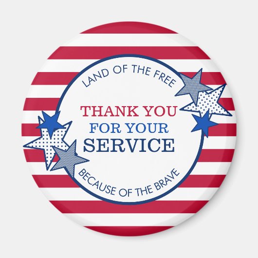Aimant Merci pour vos vétérans de service Stars Stripes (Devant)