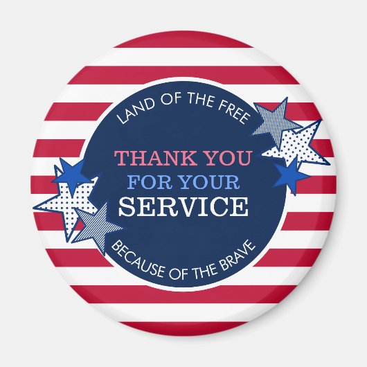Aimant Merci pour vos vétérans de service Stars Stripes (Devant)