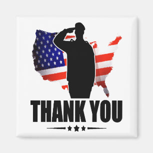 Aimant Merci pour votre drapeau Service American