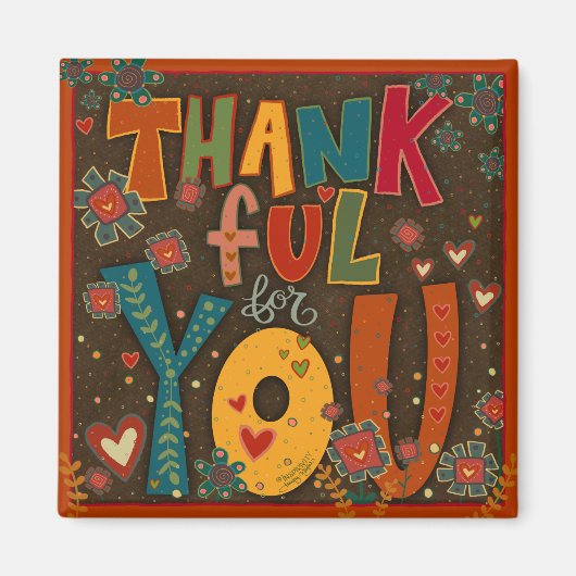 Aimant Merci pour vous Folk Inspirivity Whimsical (Devant)