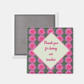 Aimant Merci Professeur Beau rose rose Motif (Recto/Verso)
