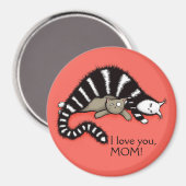 Aimant Mère de chat protège sa mignonne Kitty Love Maman (Recto/Verso)