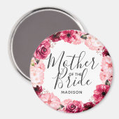 Aimant Mère de la mariée de la couronne bordeaux et rose (Recto/Verso)