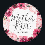Aimant Mère de la mariée de la couronne bordeaux et rose<br><div class="desc">Chic Bourgogne vert & bleu rose Aquarelle Floral Wreath Mariage Monogramme Été ou Fleurs de Printemps avec verdure d'Aquarelle, polices de caractères modernes et de script, et design floral élégant. Mariage tendance et chic Mère de l'aimant de la mariée! ~ Regardez ma boutique pour voir l'ensemble de la suite mariage...</div>