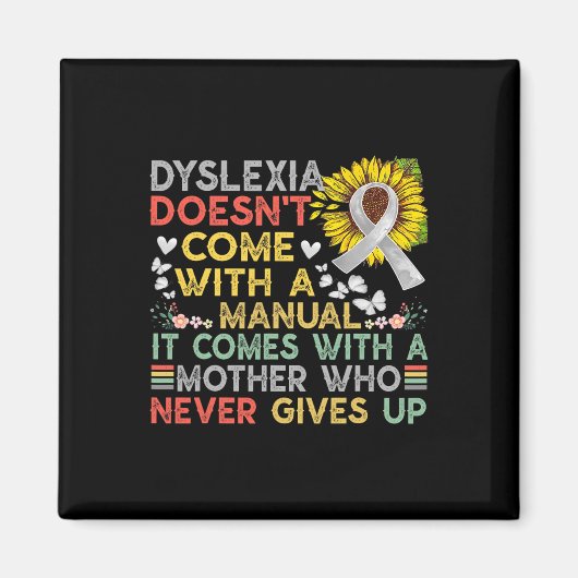 Aimant Mère de sensibilisation Dyslexique guerrier Vintag (Devant)