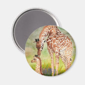 Aimant Mère et bébé Giraffes (Recto/Verso)