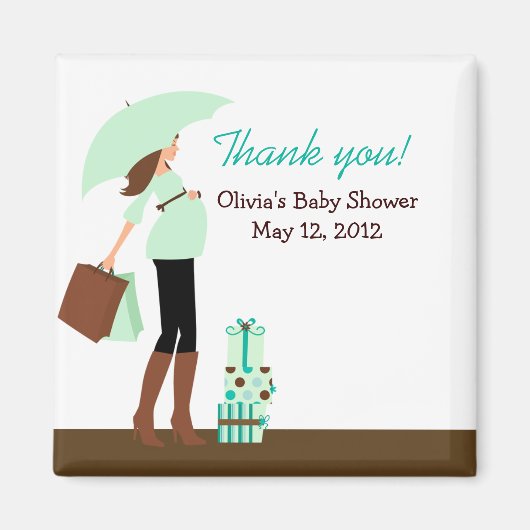 Aimant Mère moderne (Vert) Baby shower Favoriser l'aimant (Devant)