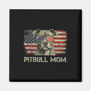 Aimant Mère Pitbull Amoureux de chiens Drapeau américain