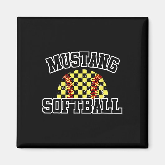Aimant Mères de softball Mustangs Esprit scolaire Mustang (Devant)