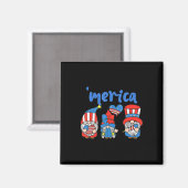 Aimant Merica Gnomes USA Drapeau Feu d'artifice Memorial  (Recto/Verso)