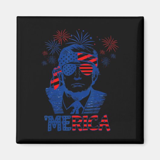 Aimant Merica Trump 4 juillet heureux Trump Drapeau améri (Devant)