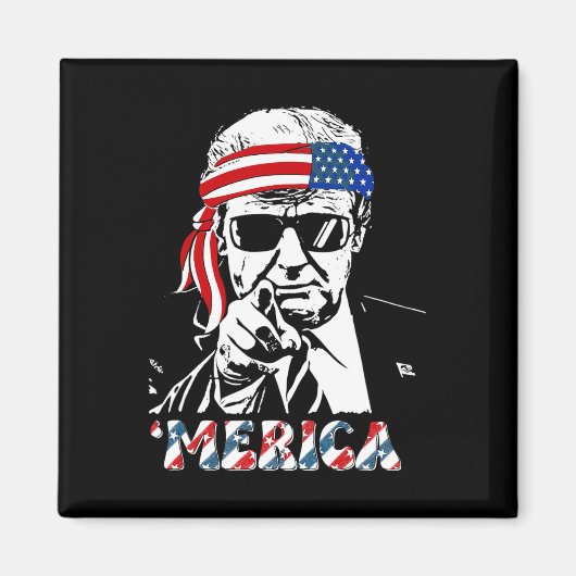 Aimant Merica Trump 4 juillet heureux Trump Drapeau améri (Devant)
