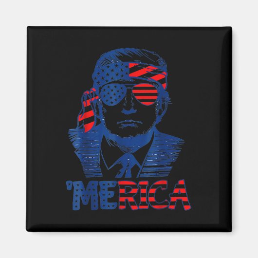 Aimant Merica Trump 4 juillet heureux Trump Drapeau améri (Devant)