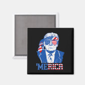 Aimant Merica Trump 4 juillet heureux Trump Drapeau améri (Recto/Verso)