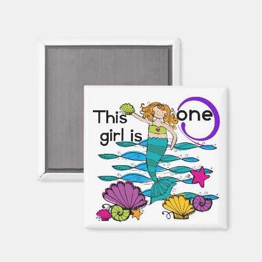 Aimant Mermaid 1er Anniversaire Tshirts et cadeaux (Recto/Verso)