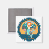 Aimant Mermaid  and dolphins under the sea birthday party (Recto/Verso)