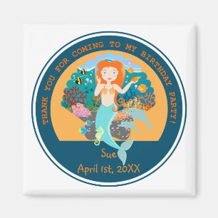 Aimant Mermaid  and dolphins under the sea birthday party