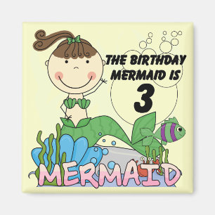 Aimant Mermaid T-shirts et cadeaux pour le 3ème anniversa