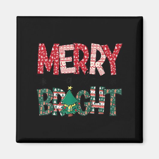 Aimant Merry And Bright Holiday Christmas Family (Devant)