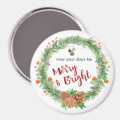 Aimant Merry & Bright Christmas Wreath (Recto/Verso)