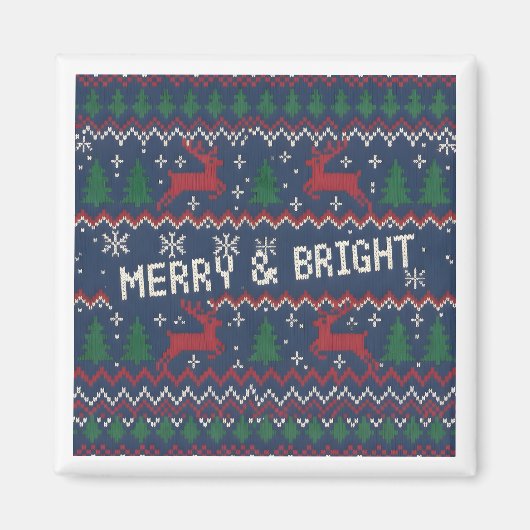 Aimant Merry & Bright Ugly Christmas Sweater (Devant)