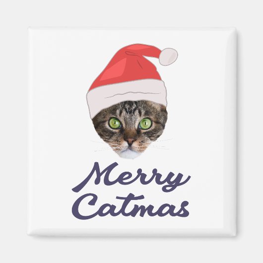 Aimant Merry Catmas, Noël Chat Santa hat Invitation (Devant)